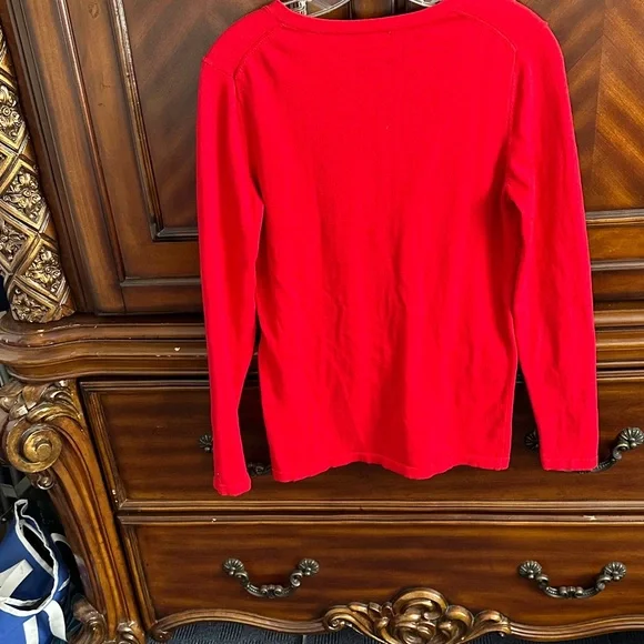 Tommy Hilfiger V-Neck Red Sweater - Picture 6 of 9
